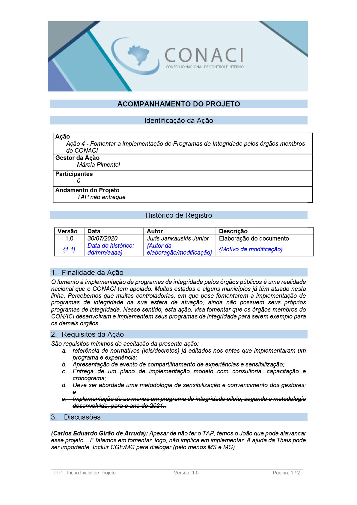 Termo de Abertura do Projeto