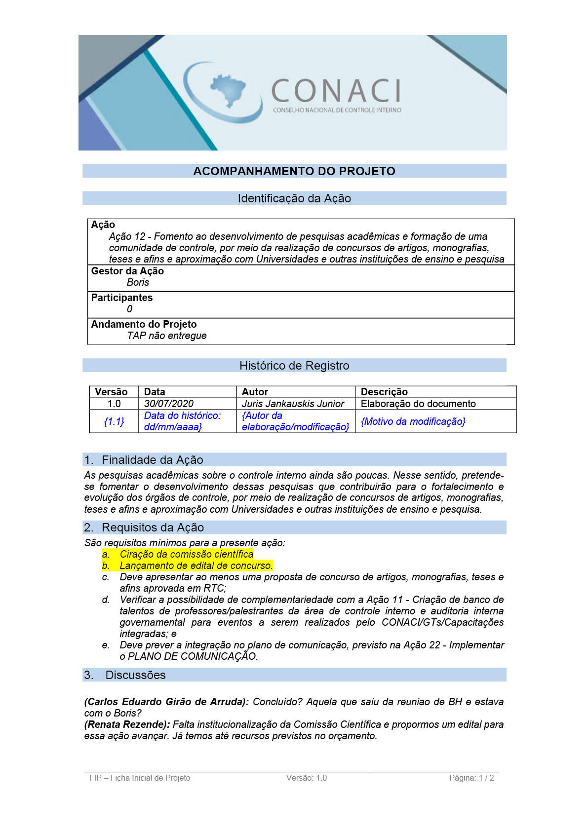 Termo de Abertura do Projeto