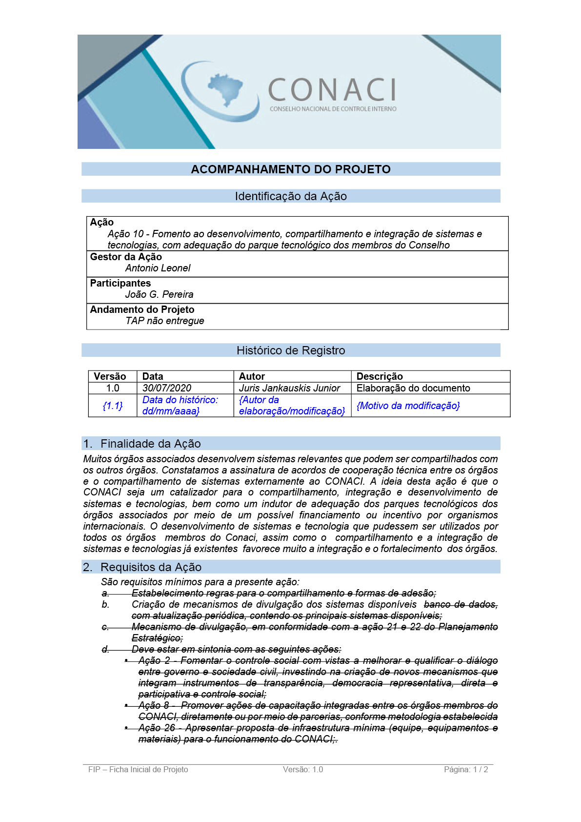 Termo de Abertura do Projeto