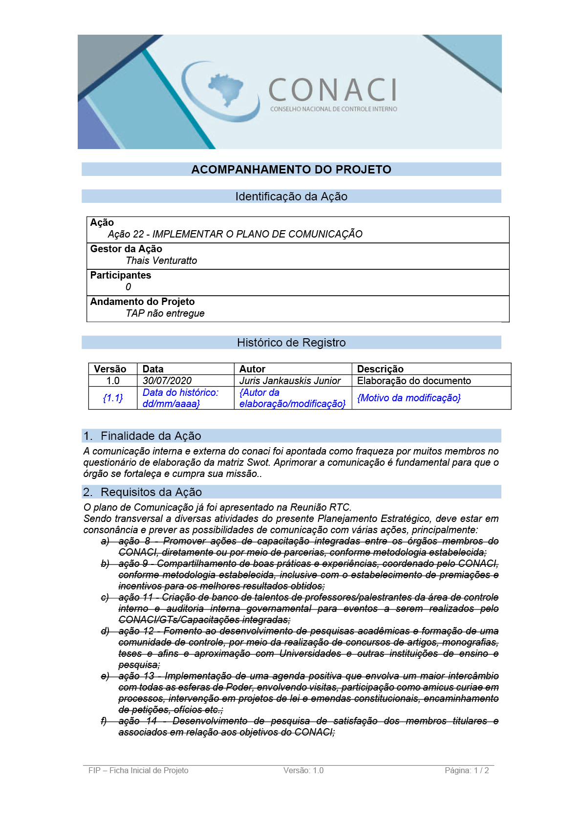 Termo de Abertura do Projeto