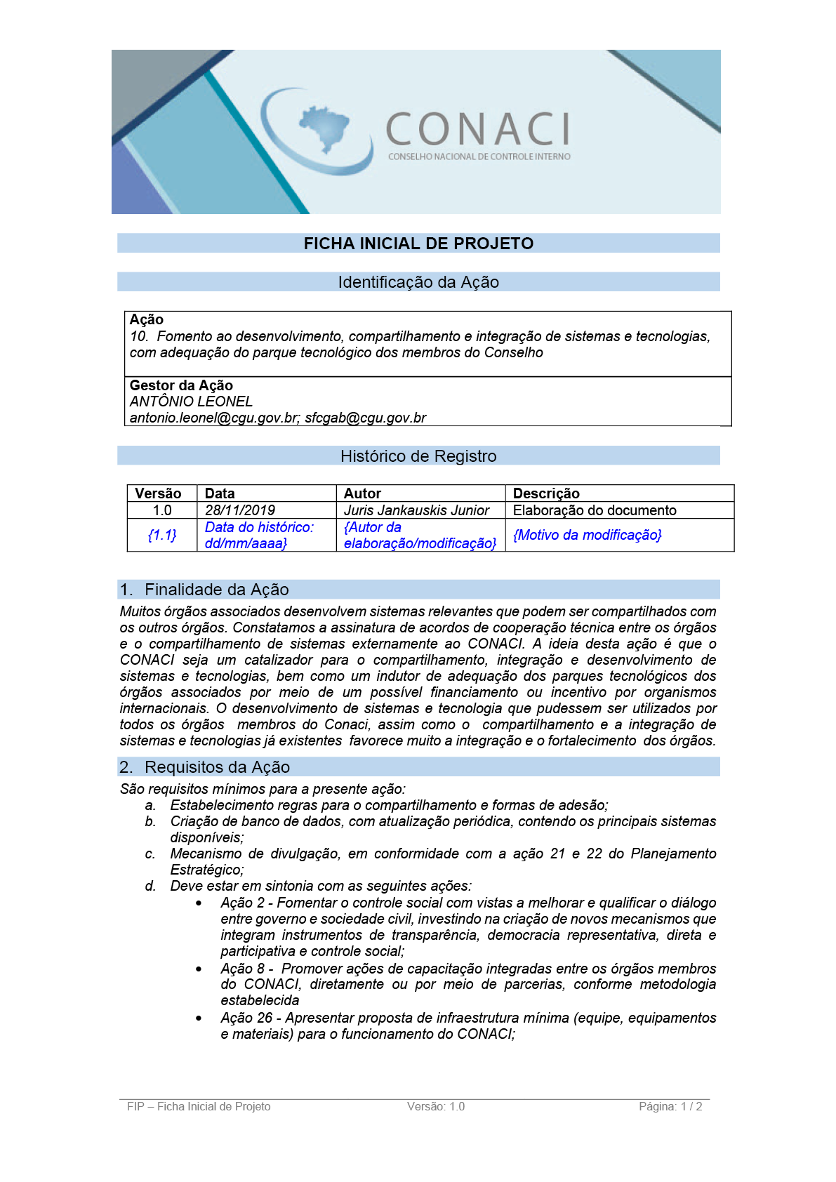 Termo de Abertura do Projeto