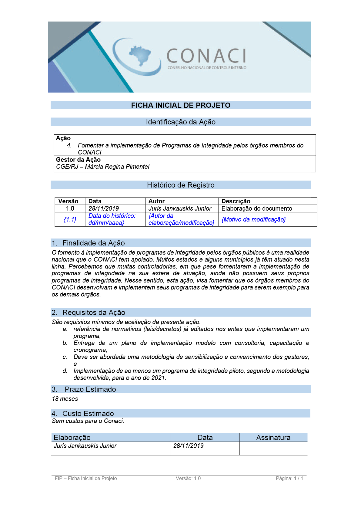 Termo de Abertura do Projeto
