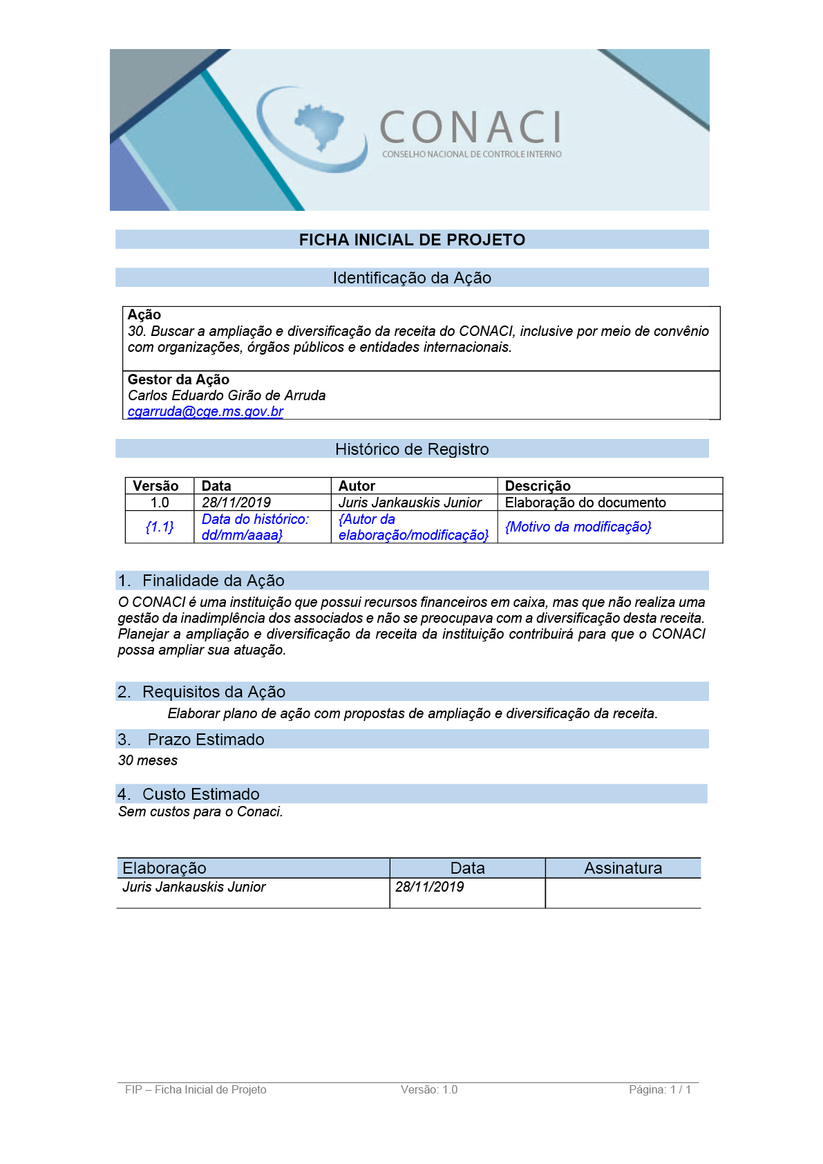 Termo de Abertura do Projeto