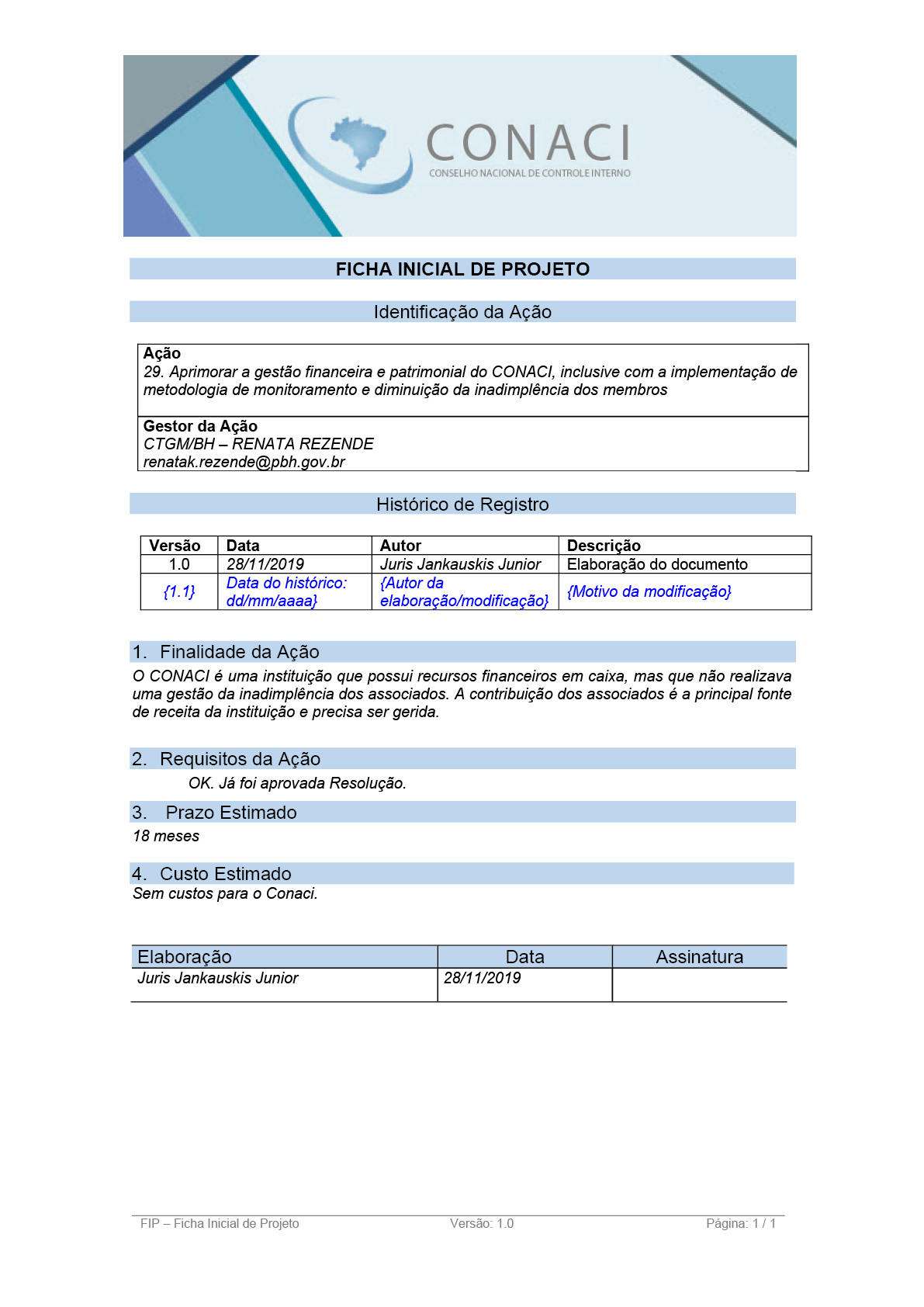 Termo de Abertura do Projeto