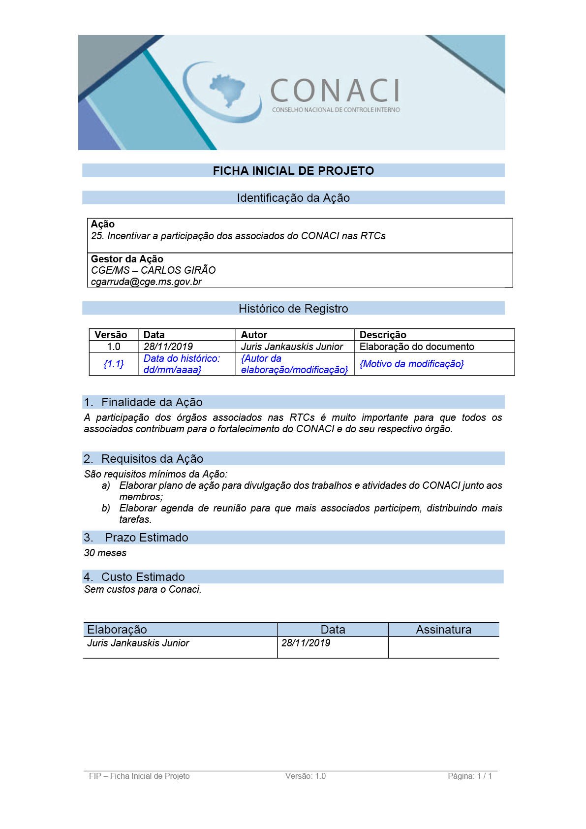 Termo de Abertura do Projeto