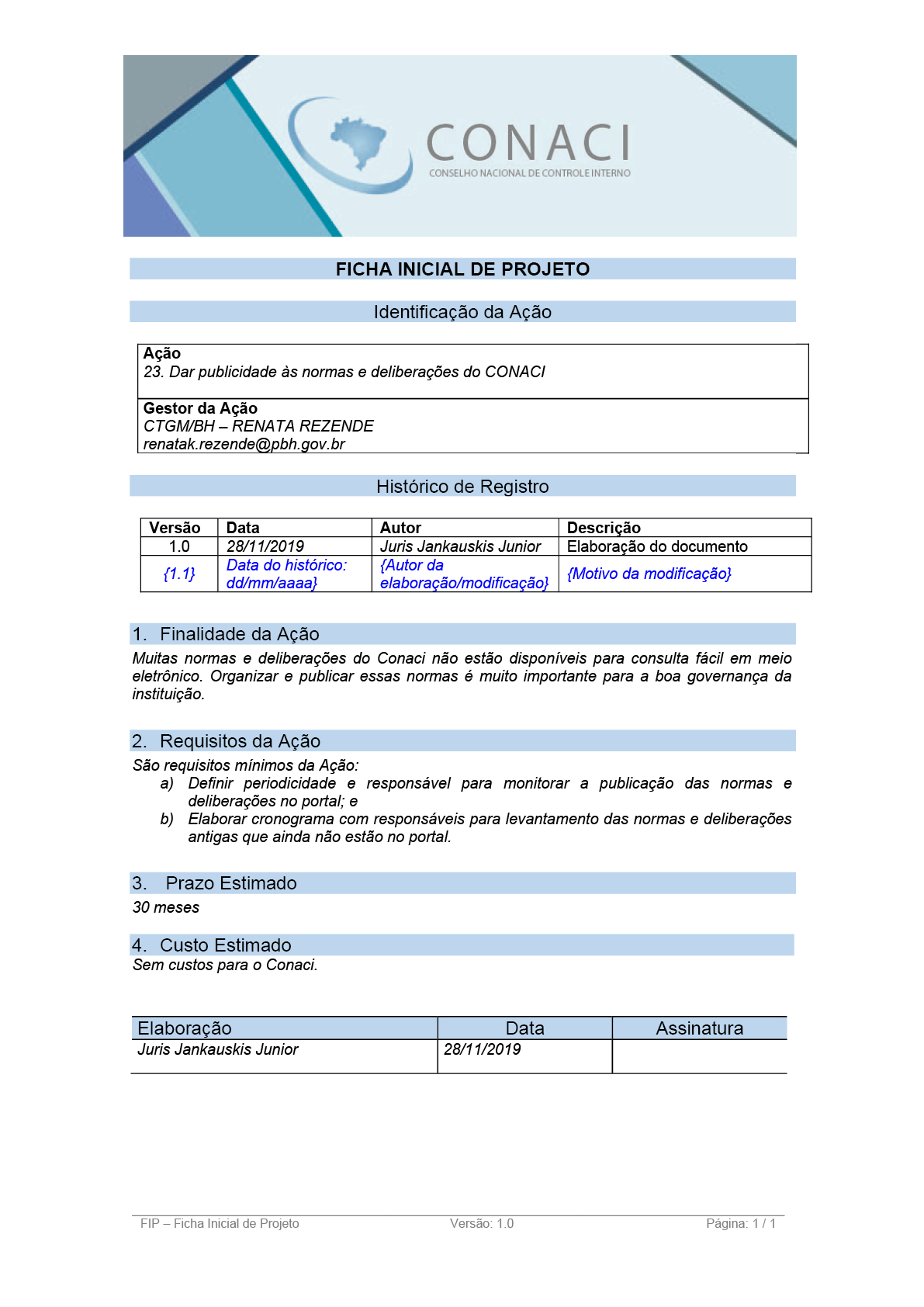 Termo de Abertura do Projeto