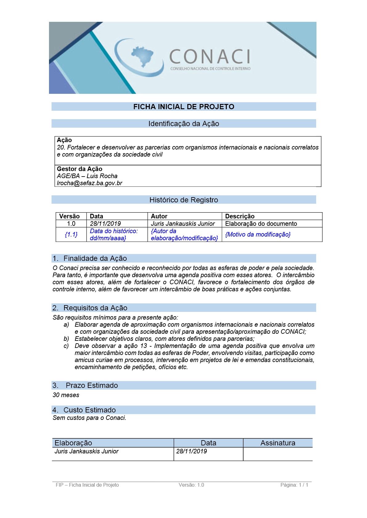 Termo de Abertura do Projeto