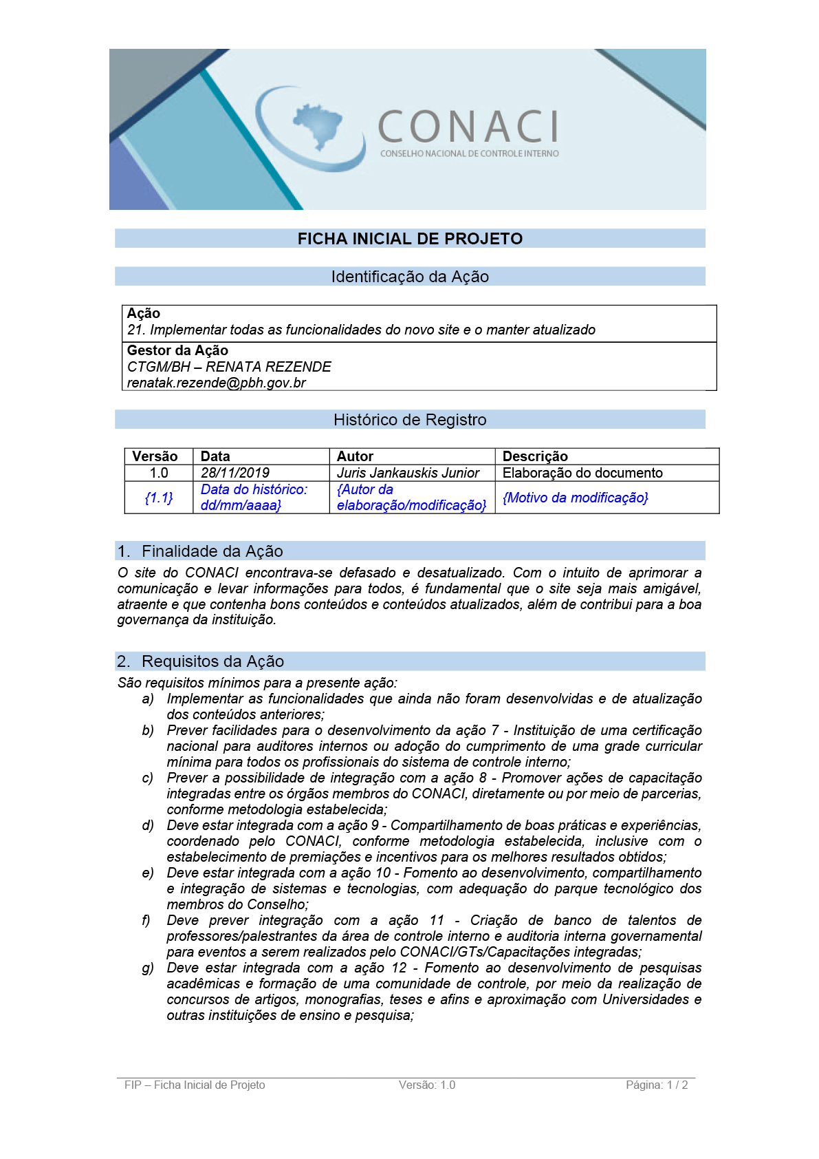 Termo de Abertura do Projeto