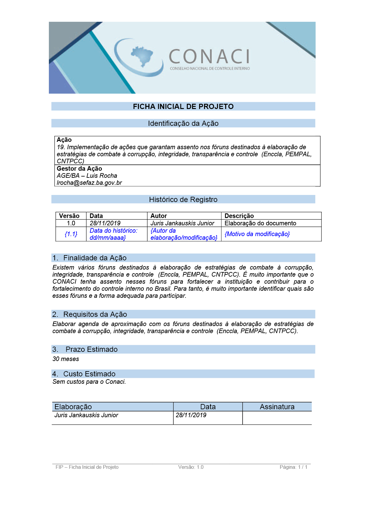 Termo de Abertura do Projeto