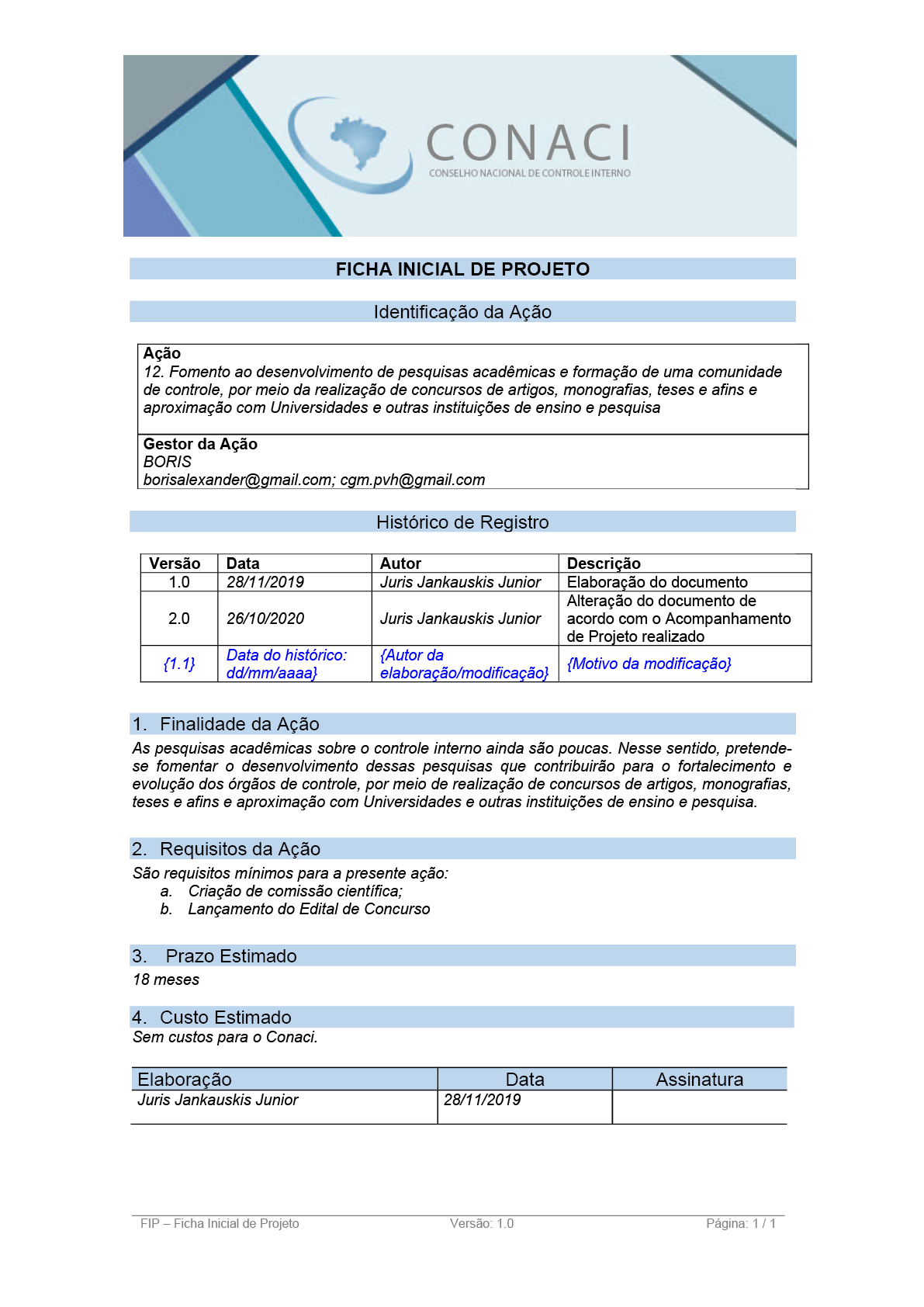 Termo de Abertura do Projeto