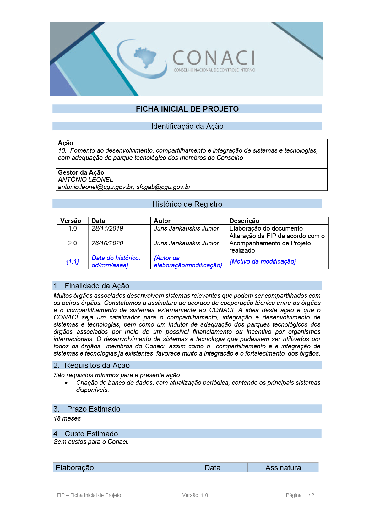 Termo de Abertura do Projeto