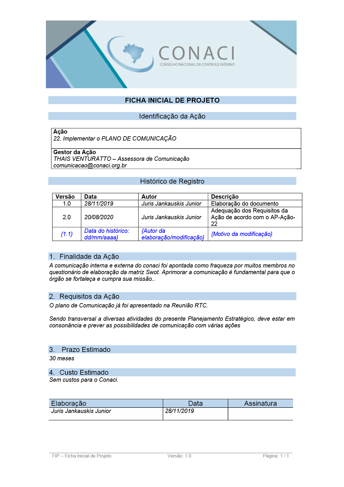 Termo de Abertura do Projeto