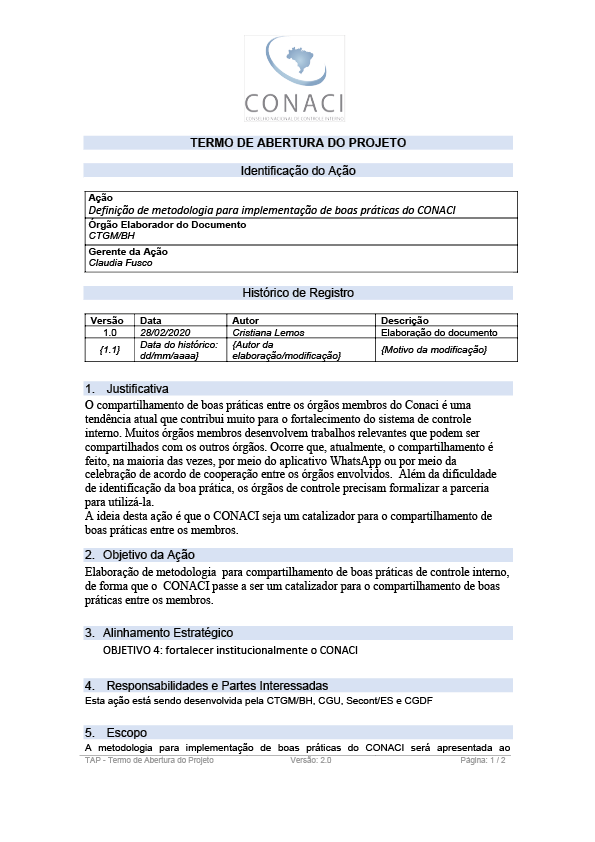 Termo de Abertura do Projeto