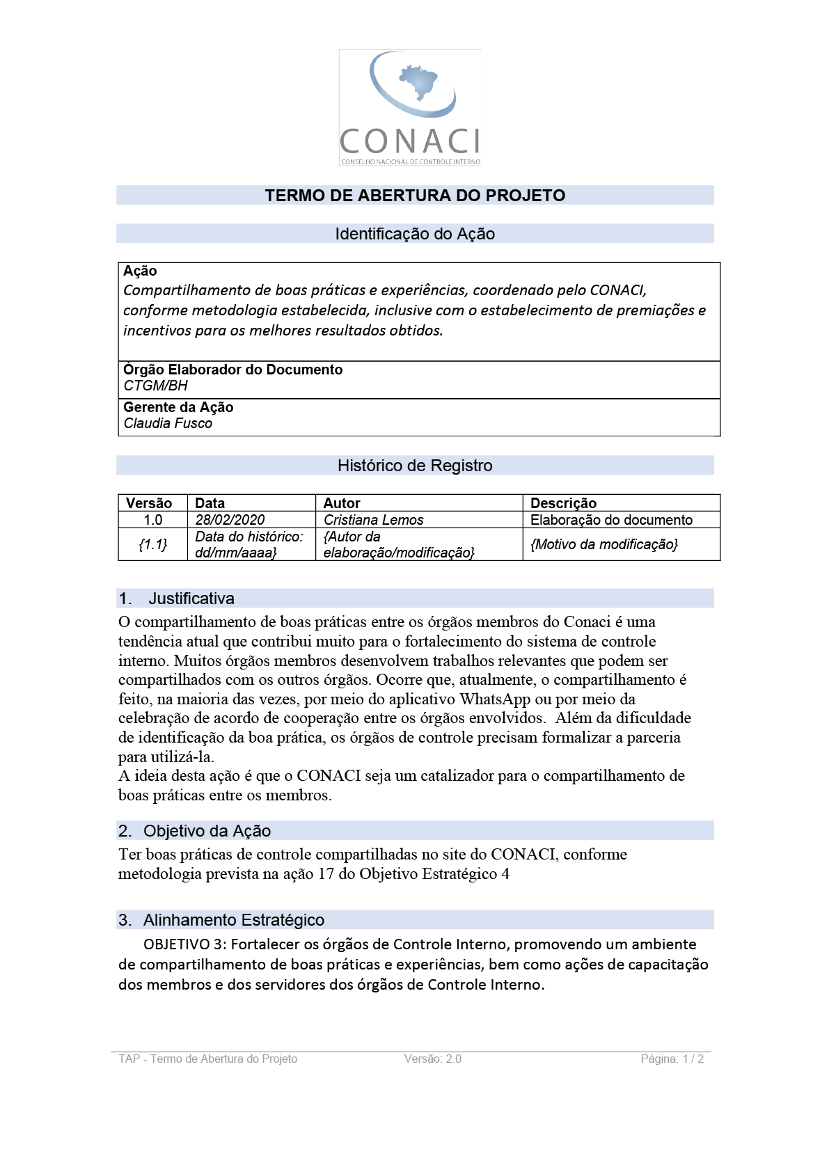 Termo de Abertura do Projeto