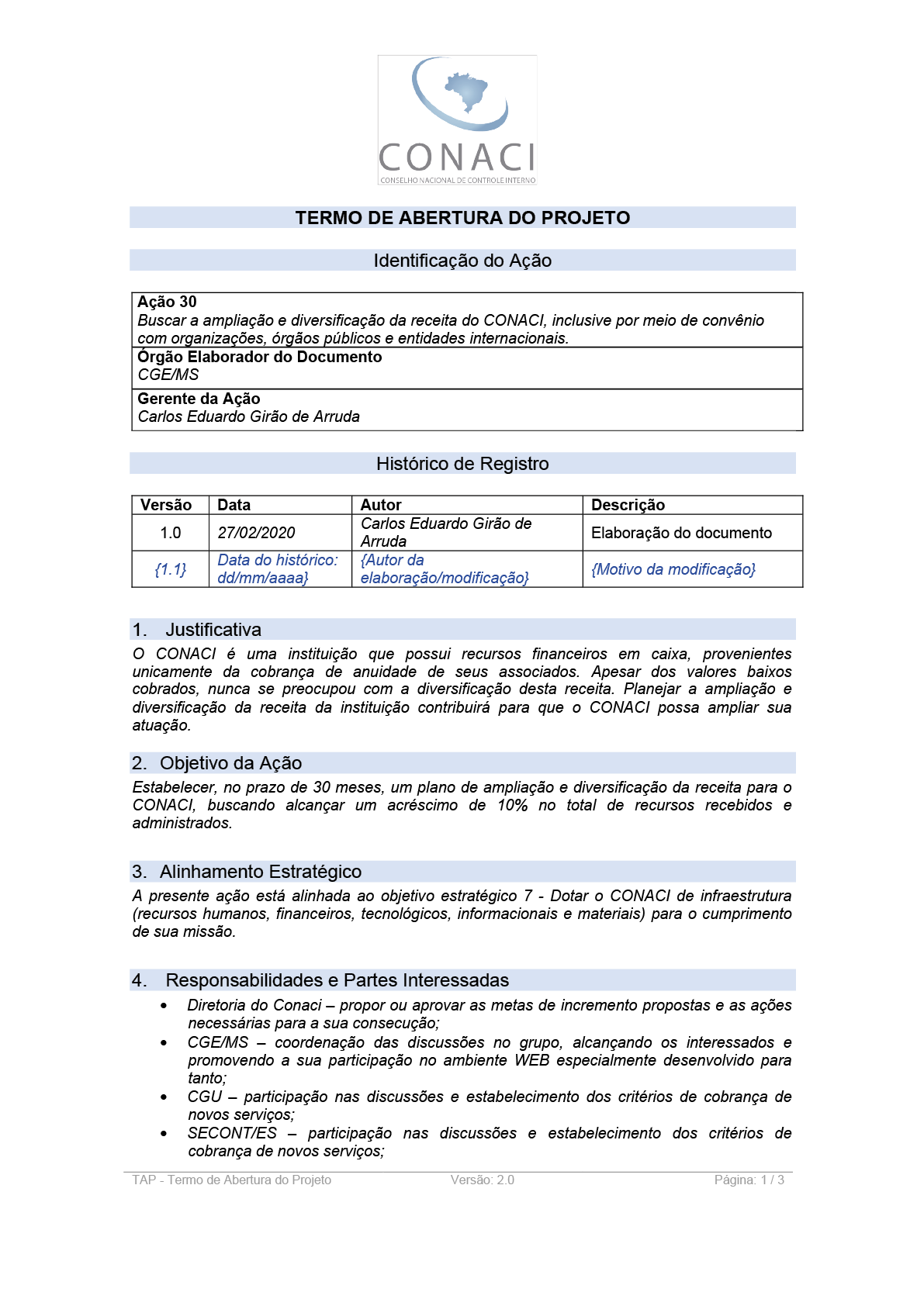 Termo de Abertura do Projeto