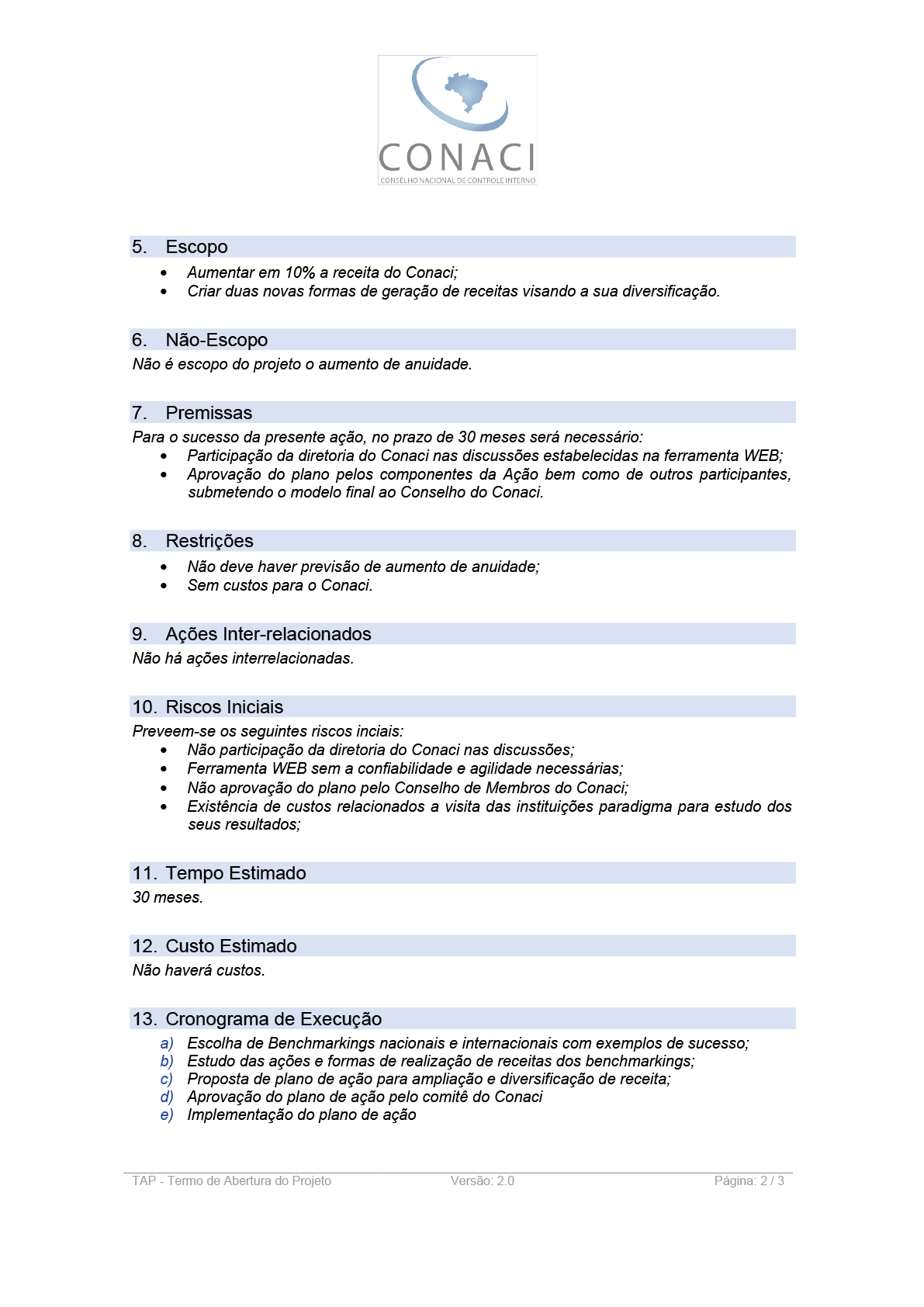 Termo de Abertura do Projeto