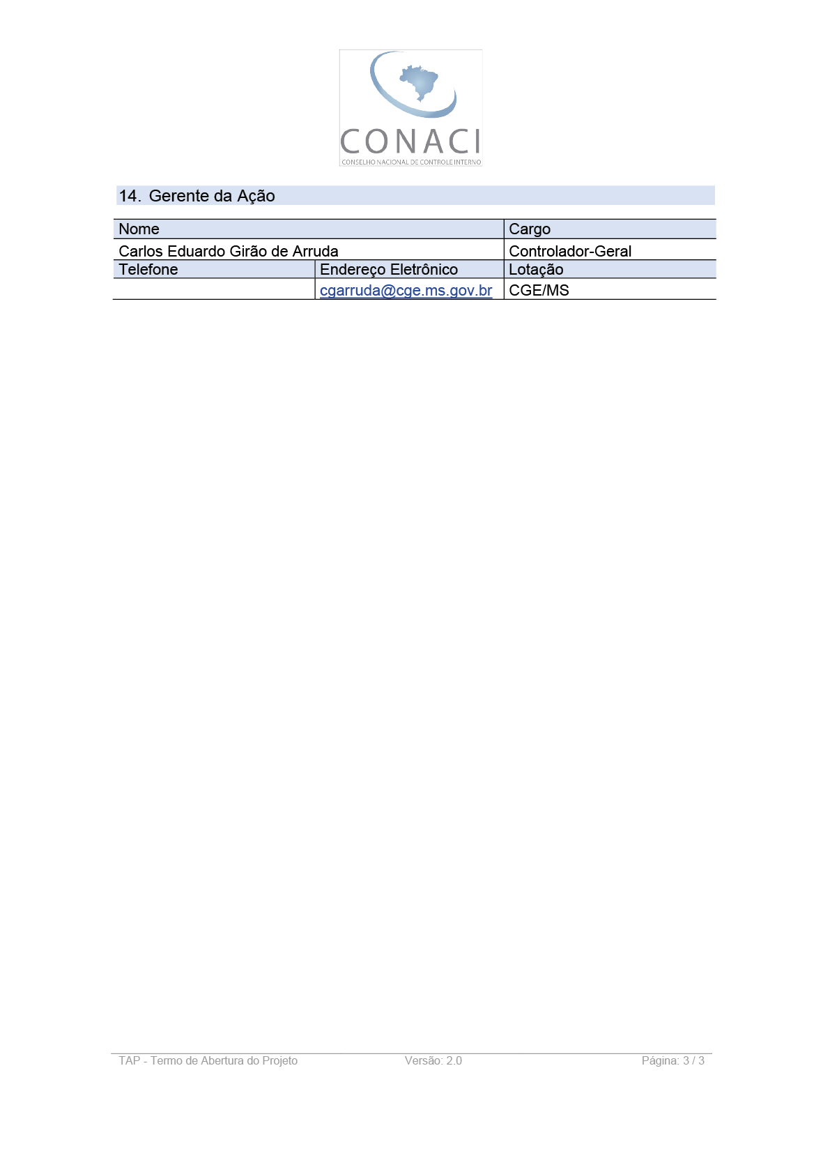 Termo de Abertura do Projeto
