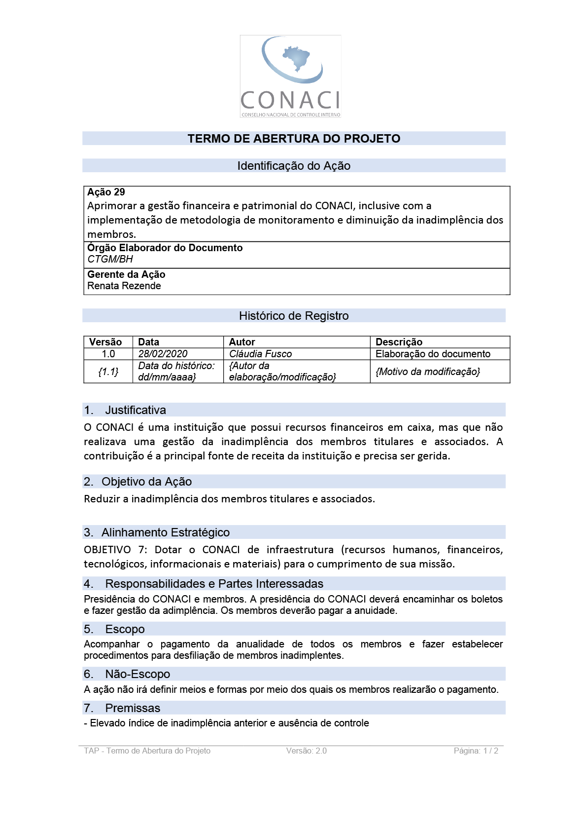 Termo de Abertura do Projeto