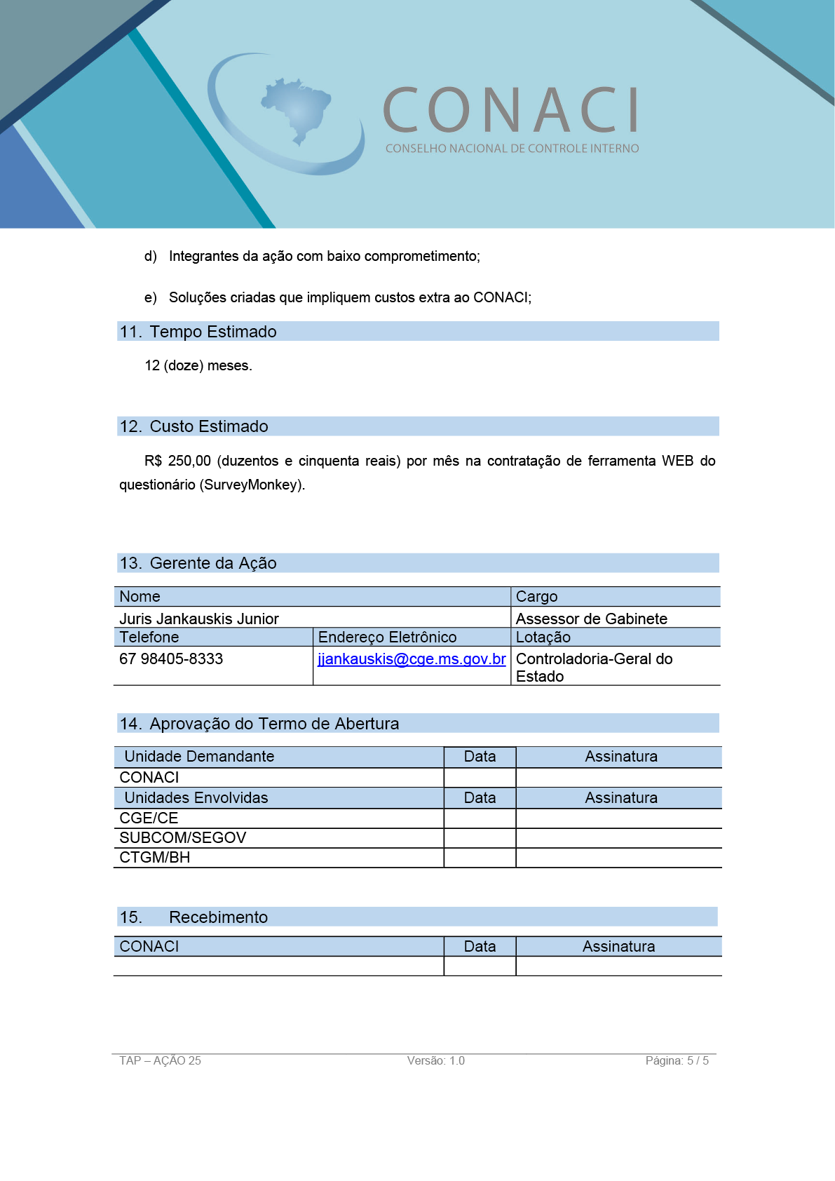 Termo de Abertura do Projeto