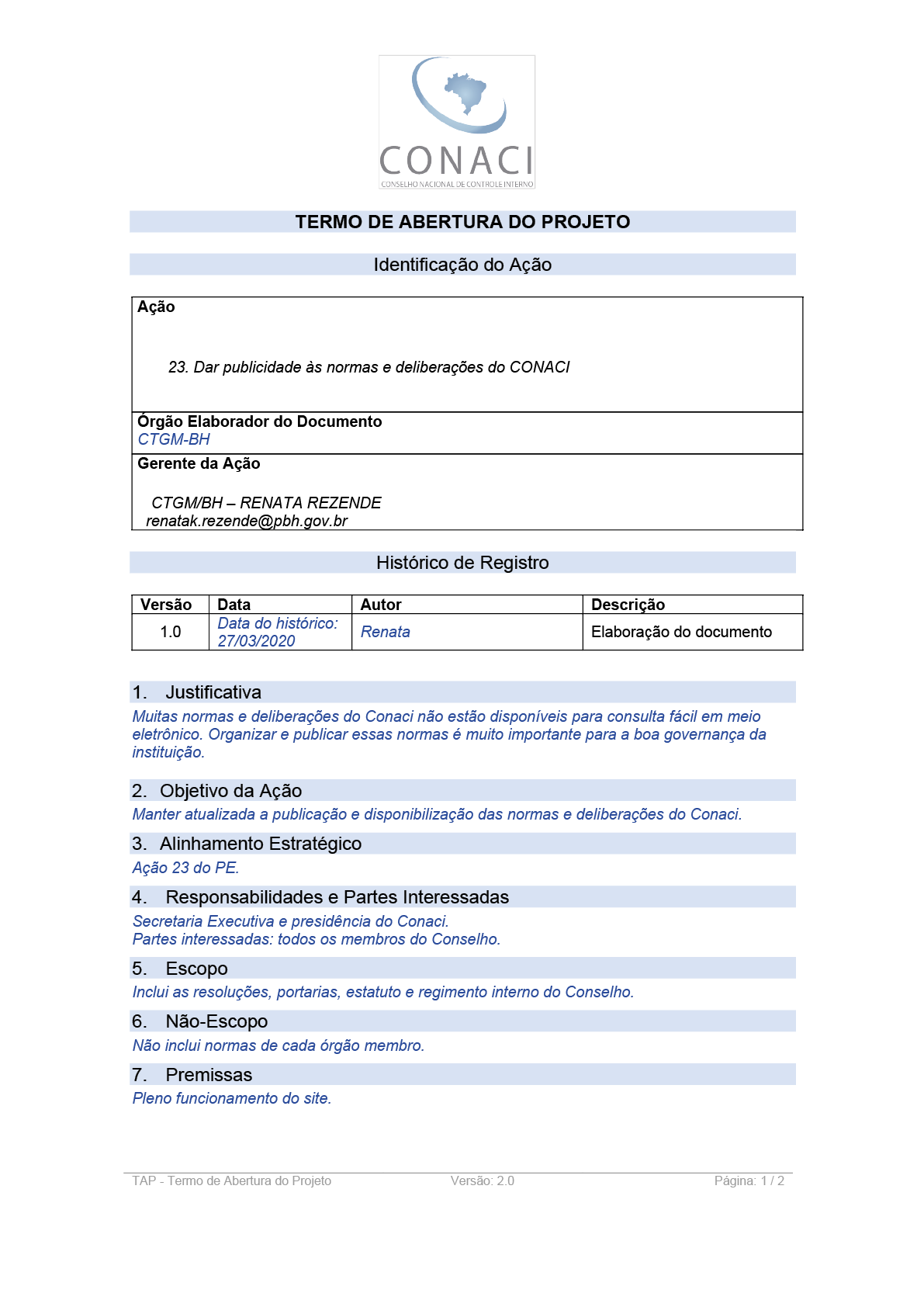 Termo de Abertura do Projeto
