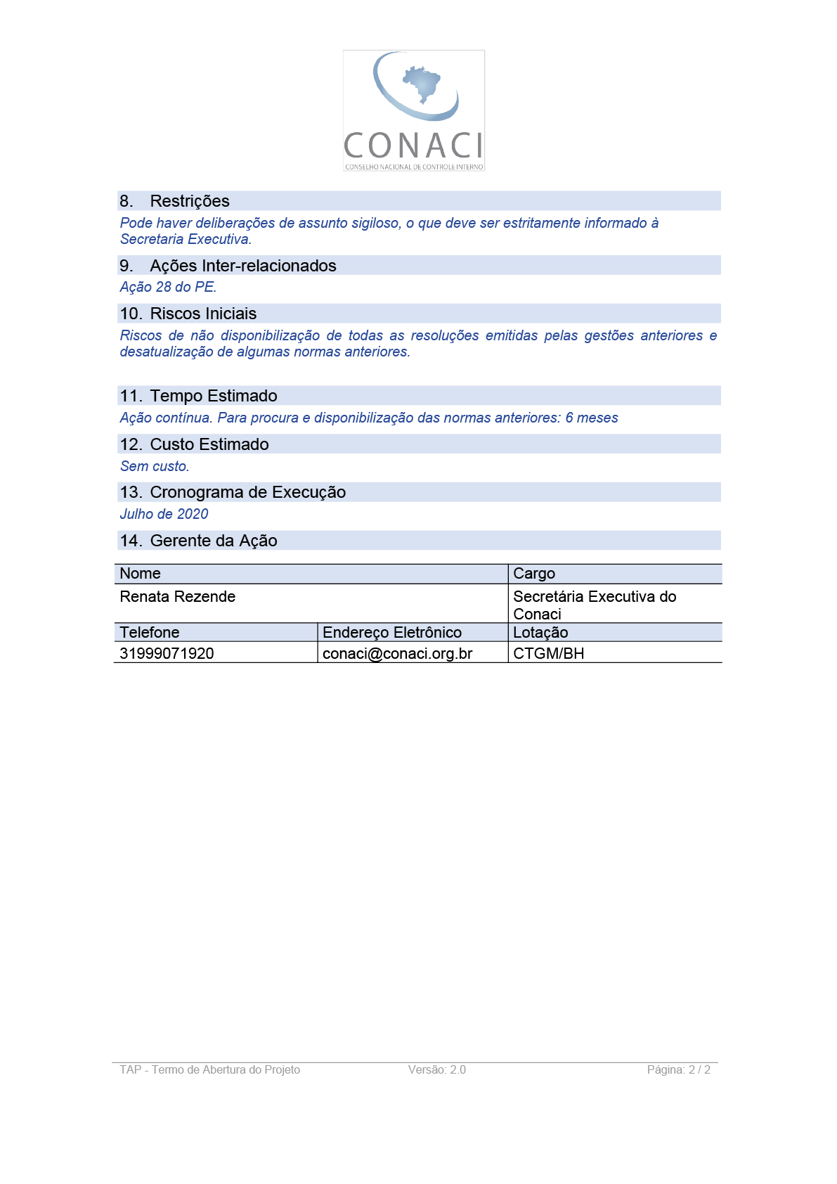 Termo de Abertura do Projeto