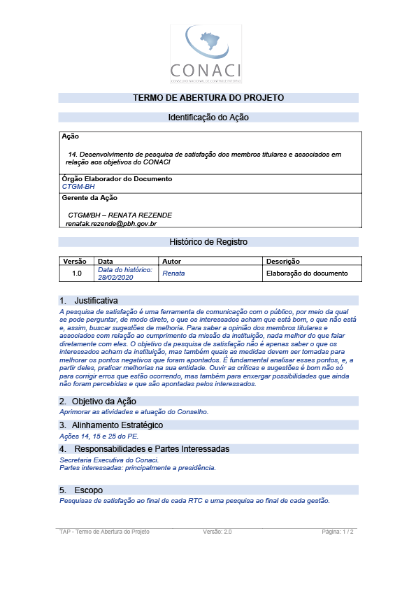 Termo de Abertura do Projeto