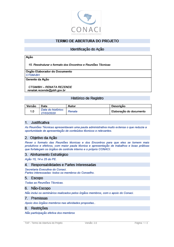 Termo de Abertura do Projeto